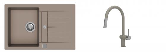 K-StrongSinks S3 Set dřez Vardar 780x500mm granit béžová + Baterie Neris béžová