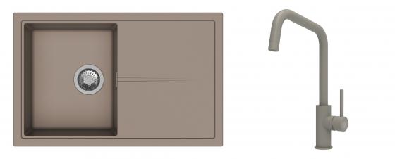 K-StrongSinks S3 Set dřez Labe 780x500mm granit béžová + Baterie Arda béžová