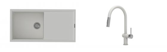 K-StrongSinks S3 Set dřez Labe 1000x500mm granit bílá + Baterie Neris bílá