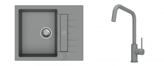 K-StrongSinks S3 Set dřez Vardar 615x500mm granit šedá + Baterie Arda šedá
