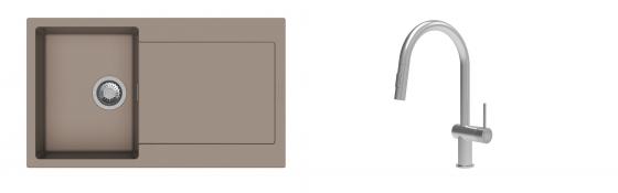 K-StrongSinks S3 Set dřez Zala 860x500mm granit béžová + Baterie Neris celonerez