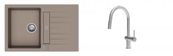 K-StrongSinks S3 Set dřez Vardar 780x500mm granit béžová + Baterie Neris nerez