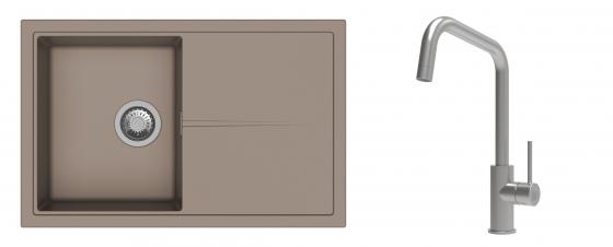 K-StrongSinks S3 Set dřez Labe 780x500mm granit béžová + Baterie Arda nerez