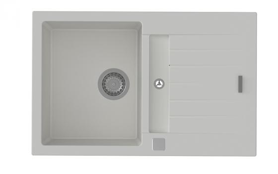 StrongSinks S3 Dřez granit Vardar 780 780x500mm s odkapem a vaničkou bílá