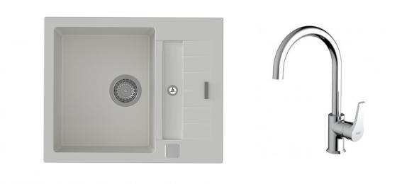 K-StrongSinks S3 Set dřez Vardar 615x500mm granit bílá + Baterie Rhona chrom