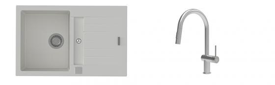 K-StrongSinks S3 Set dřez Vardar 780x500mm granit bílá + Baterie Neris celonerez