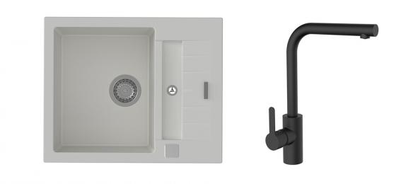 K-StrongSinks S3 Set dřez Vardar 615x500mm granit bílá + Baterie Ipoly černá
