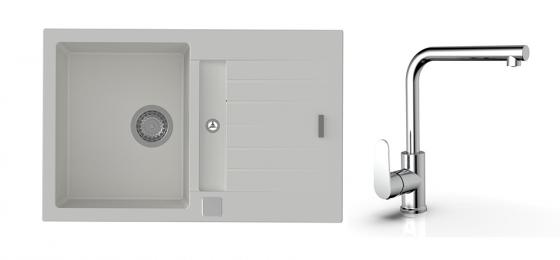 K-StrongSinks S3 Set dřez Vardar 780x500mm granit bílá + Baterie  Stréva chr.