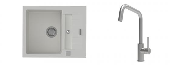 K-StrongSinks S3 Set dřez Vardar 615x500mm granit bílá + Baterie Arda nerez