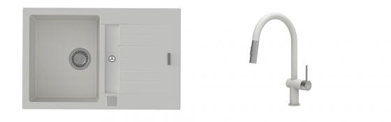 K-StrongSinks S3 Set dřez Vardar 780x500mm granit bílá + Baterie Neris bílá