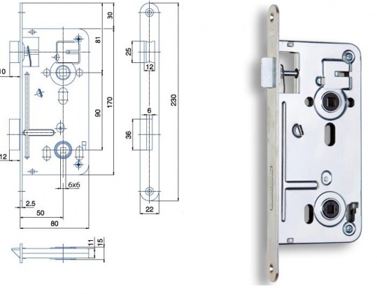 HOBES 540 zámek 90/80 WC zinek bílý
