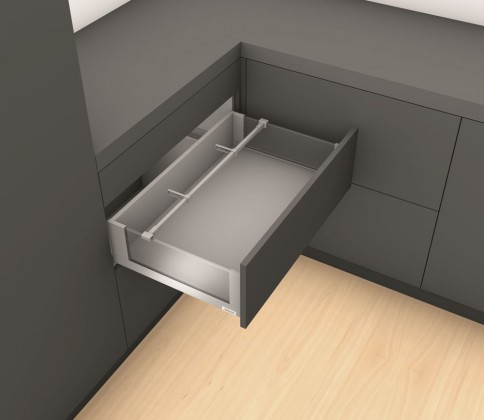 K-BLUM Legrabox, zásuvka C free 500mm/40kg, Tip-on, šedá, vrut