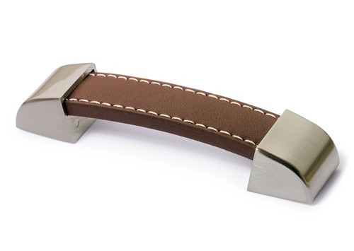 HETTICH 9113454 Úchytka AGLIANO 142/128 mm hnědá kůže/imitace nerezi