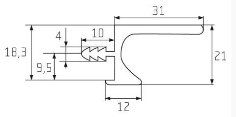 Narážecí úchytový profil-UKW5 3000mm imitace nerezi (Juvio)
