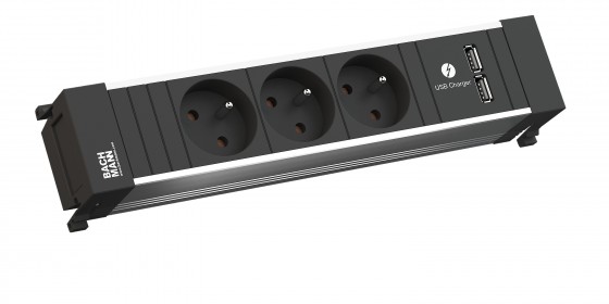BACHMANN 916.1227 Power frame 3 x 230 V + 1 x USB nabíječka dvojitá