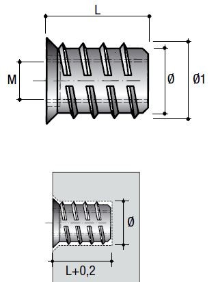 BU04 Matice závrtná s límcem M6x20mm