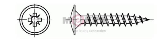 Vrut PZ 3,5x17 čočkovitá hlava s límcem zinek bílý PZ2