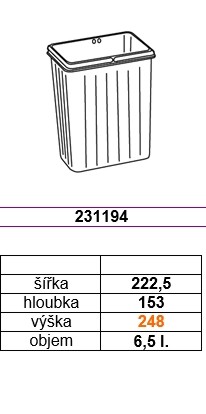 GOLLINUCCI Příslušenství náhradní koš pro Sistema 900 1x6,5l šedá