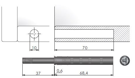 IF K-Push dlouhý extra silný s čočkou k zavrtání šedý