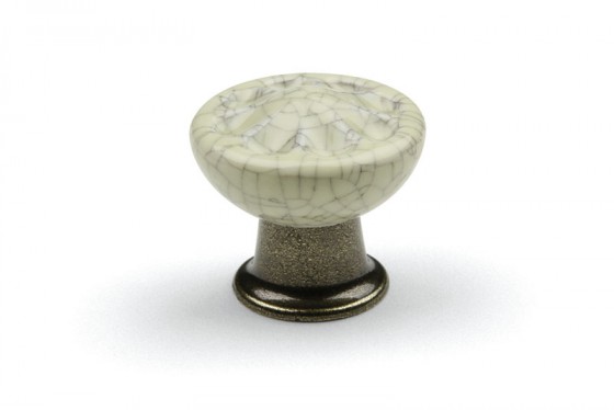 TULIP Knop Country starobronz/porcelán béžový