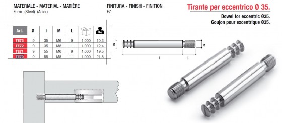 Táhlo TE72 k excentru EC35 M8x35mm pozink