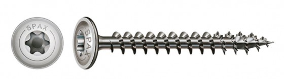 SPAX vrut 6x60 talířová hlava TXS, W, 4C, nerez A2