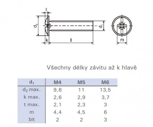 Šroub okrasný DIN 967 M6x60 nikl