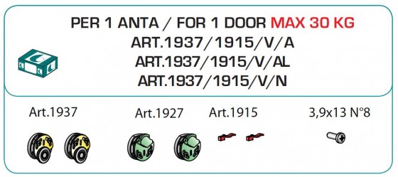 TERNO Dama sada kování pro vložené skleněné dveře 30kg
