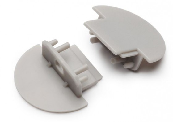 StrongLumio koncovky k profilu Groove 10 kulatá šedá (pár)