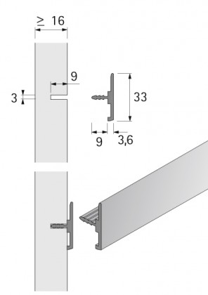 HETTICH 9012148 ORG@Wall univerzální profil 2900 mm