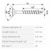 SPAX vrut 4,5x45/30 zápustná hlava TXS,W,4C MH, částečný závit