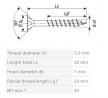 SPAX vrut 3,5x35/23mm zápustná hlava TXS,W,4C MH částečný závit