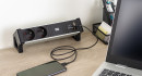 K-BACHMANN 937.134 Desk 2, alu black, 2x230V, 2x USB nabíjecí PLUS KABEL