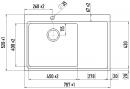 StrongSinks S3 Dřez Nida 787, rozměr 787x520mm nerez, odkap vpravo, viz výkres
