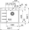 FRANKE Dřez CNG 611-62 TL/2 620x500mm onyx