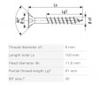 SPAX vrut 6x100/61mm zápustná hlava TXS,W,4C MH částečný závit