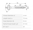SPAX vrut 4x70/37mm zápustná hlava TXS W 4C MH částečný závit