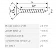 SPAX vrut 3,5x40mm zápustná hlava TXS,W,4C MH