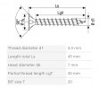 SPAX vrut 3,5x45 zápustná hlava TXS,W,4C MH