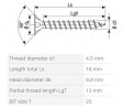 SPAX vrut 4,5x16mm zápustná hlava TXS W 4C MH