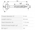 SPAX vrut 6x60/37mm zápustná hlava TXS,W,4C MH částečný závit