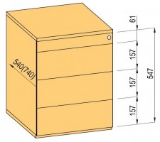 K-BBP kontej. TipAer komplet 540mm typ 3/ver. 9 (kov.zás.,část. výs.,bezúch)