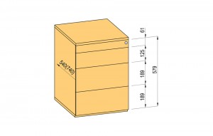 K-BBP kontej. TipAer komplet 540mm typ 4/ver. 11 (plast.zás.,část. výs.,bezúch)