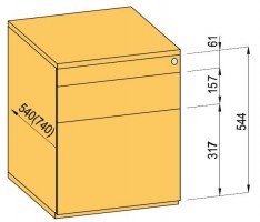 K-BBP kontej. TipAer komplet 540mm typ 5/ver. 11 (plast.zás.,část. výs.,bezúch)