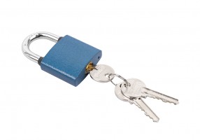 Zámek visací ovál 38mm 3 klíče modrá
