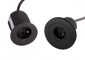 VersaTag elektrická zásuvka 1x 230V Francouzská, 1x USB A, černá