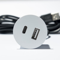 VersaPick, 1x USB A/C, kulatý, bílý mat RAL 9003