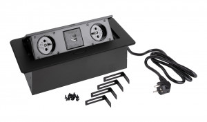 StrongPower Elektrická zásuvka 2x 230V, 2x USB A/C, černá, FR