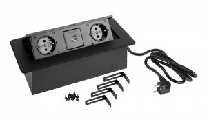 StrongPower Elektrická zásuvka 2x 230V, 2x USB A/C, Schuko, černá