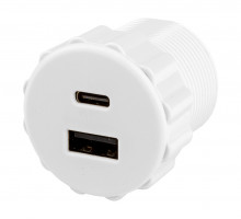StrongPower nabíječka USB A+C, 2 x nabíjecí výstupy, průměr 35 mm, bílá